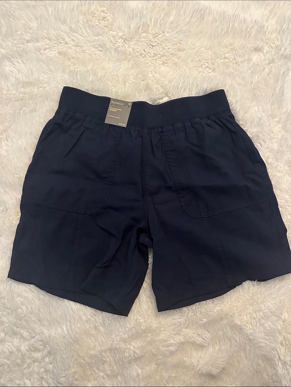 NEW! Womens Style & Co Navy Elastic-Waist Shorts